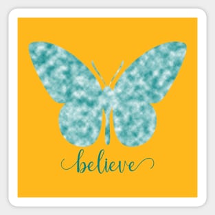 Believe Blue Butterfly Sticker